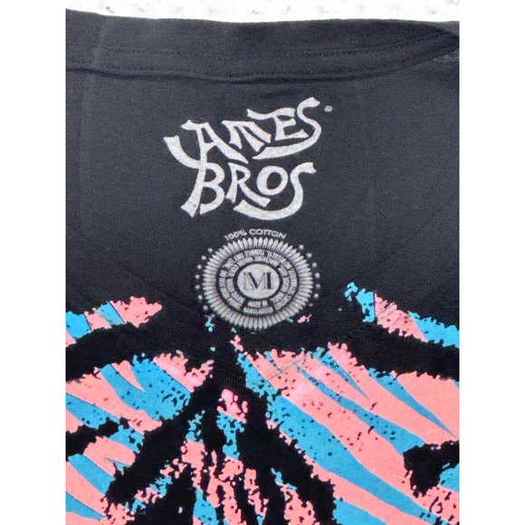 Ames Bros Shirt Kids Medium Black Pink Blue Tiger Crewneck Fitted Tee - Picture 3 of 7